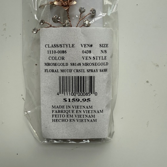 Rose Gold Crystal Flower Bridal Sash Sparkle‎ - Picture 9 of 10